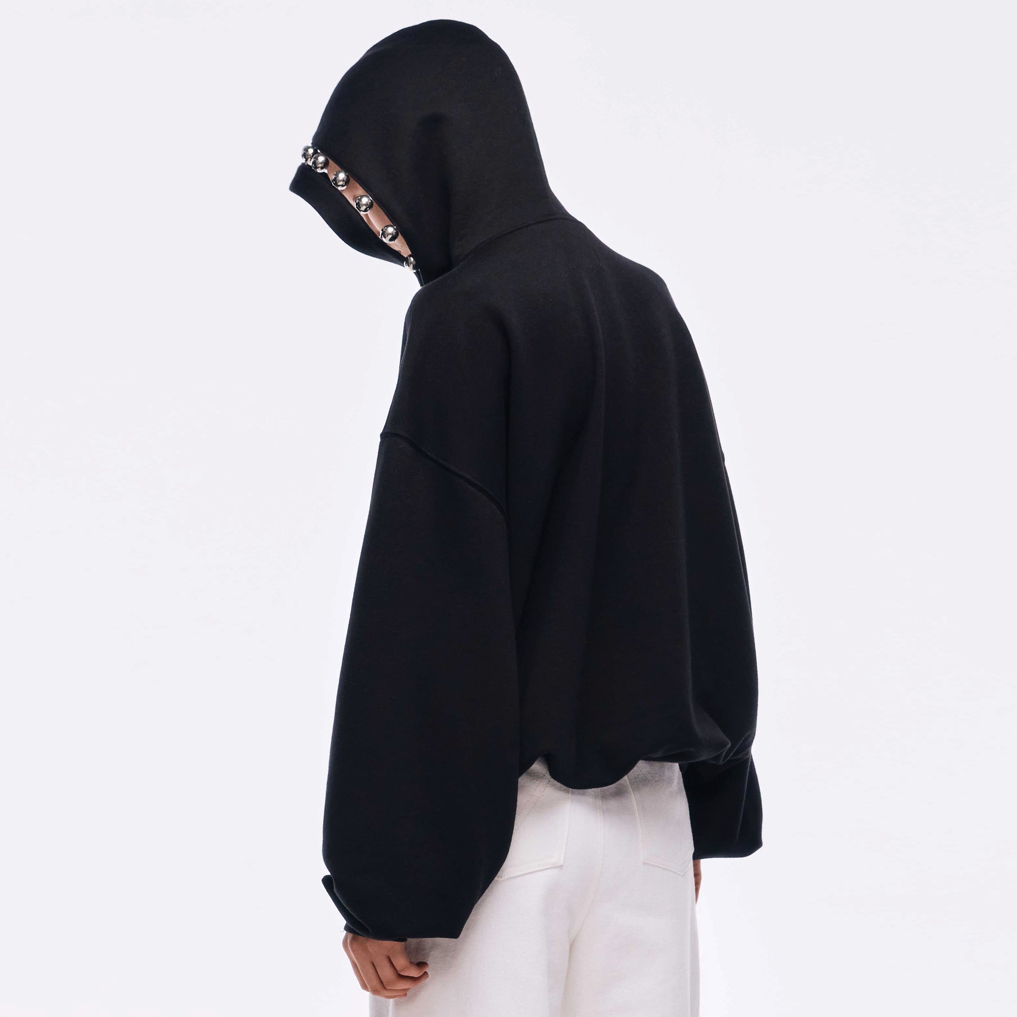 Long Sleeve Hoodie with Metallic Bead Detail