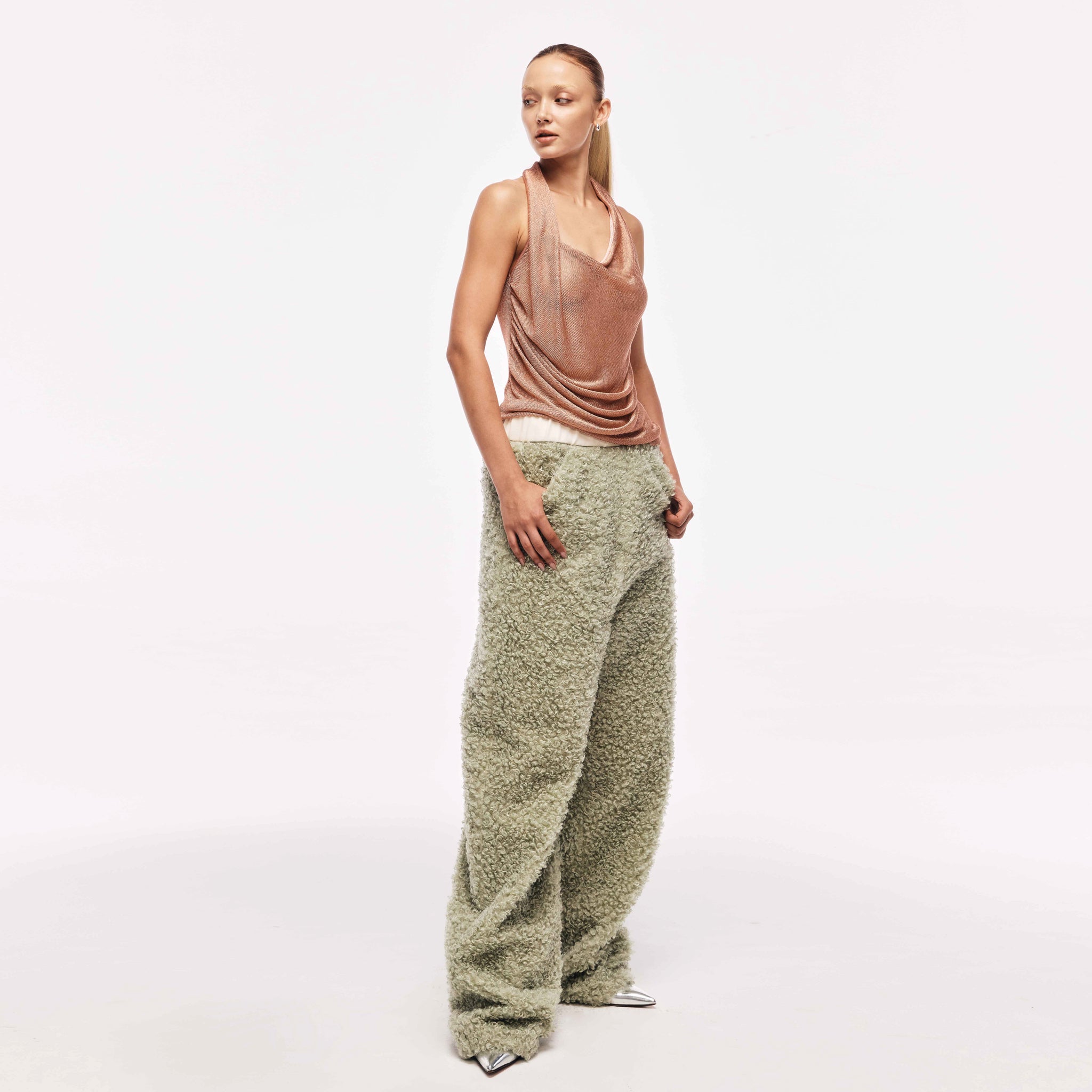 Faux-Fur Trousers Green