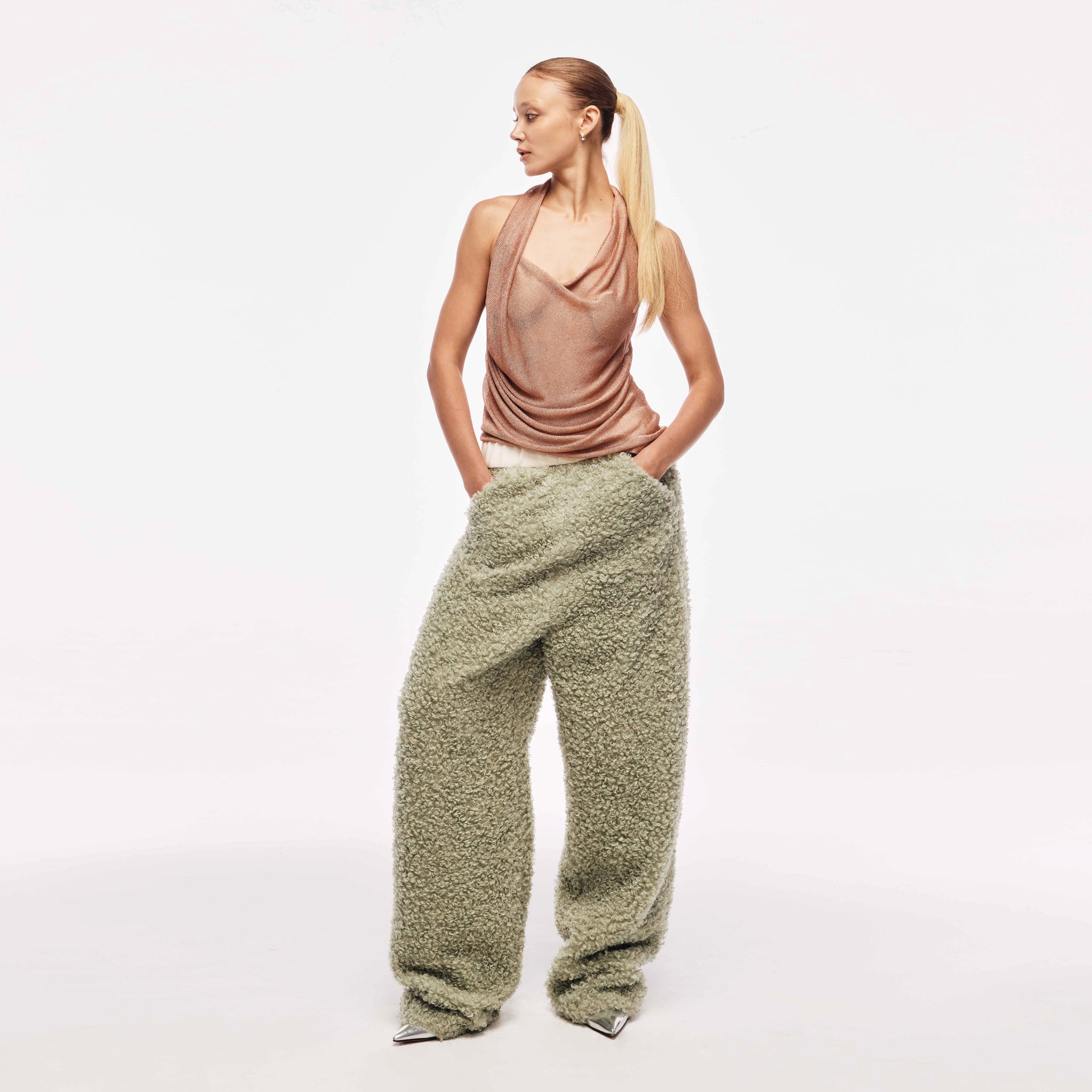 Faux-Fur Trousers Green