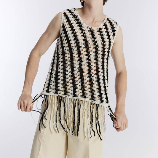crop fringe crochet tank top