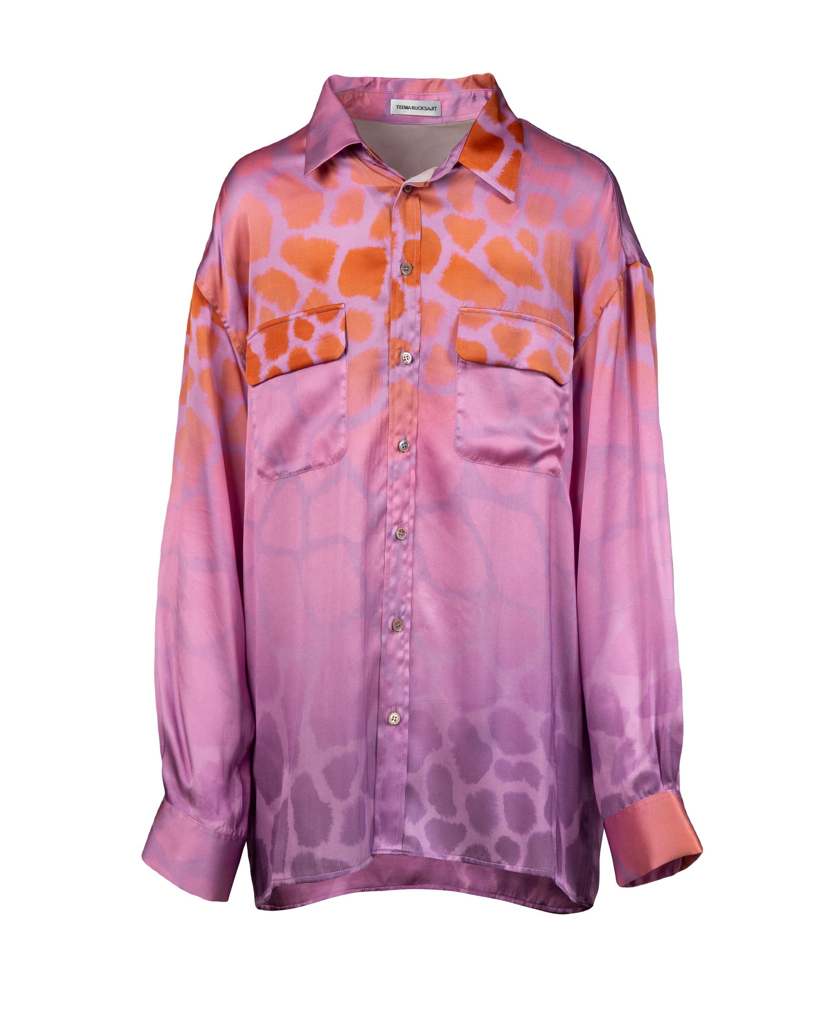 Sunset Giraffe Oversized Silk Print Shirt
