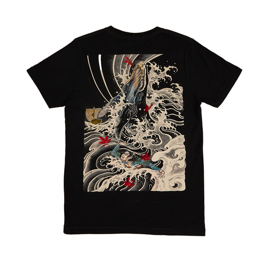 Whale Wave tshirt Black
