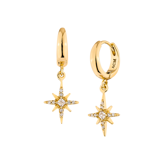 White Zircon Fortune Star Hoop
