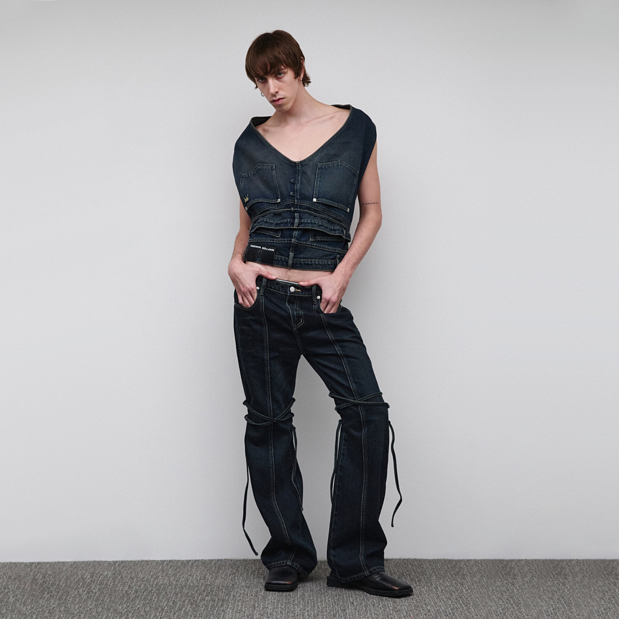 Wire Asymmetrical Denim Skirt