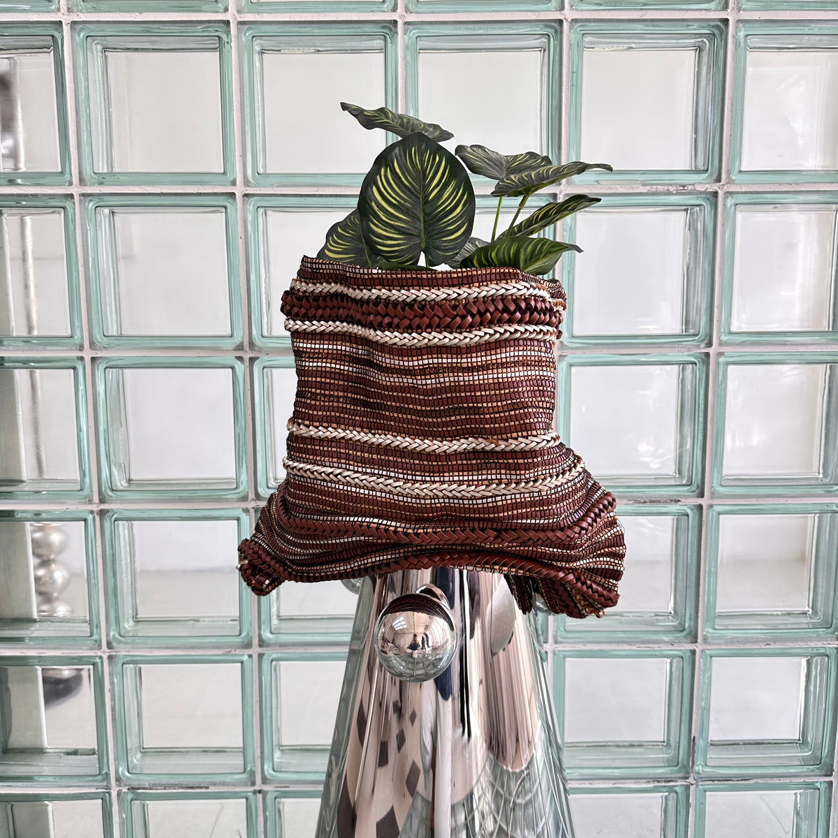 Woven Leather Basket