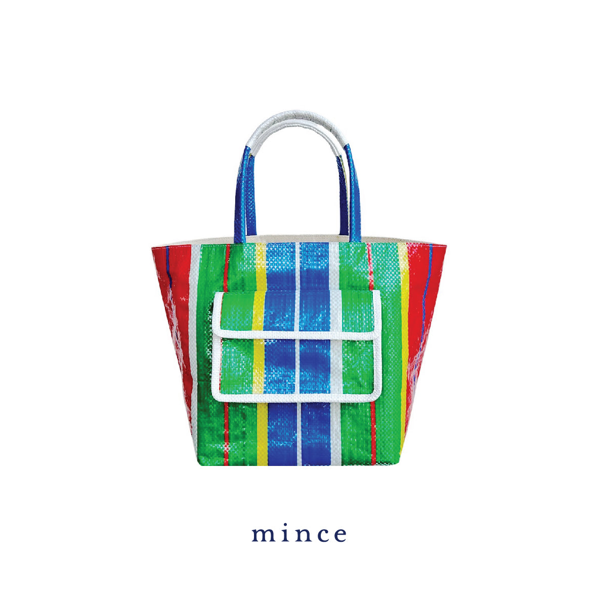 Basket Bag with Pocket Green/Blue/Red