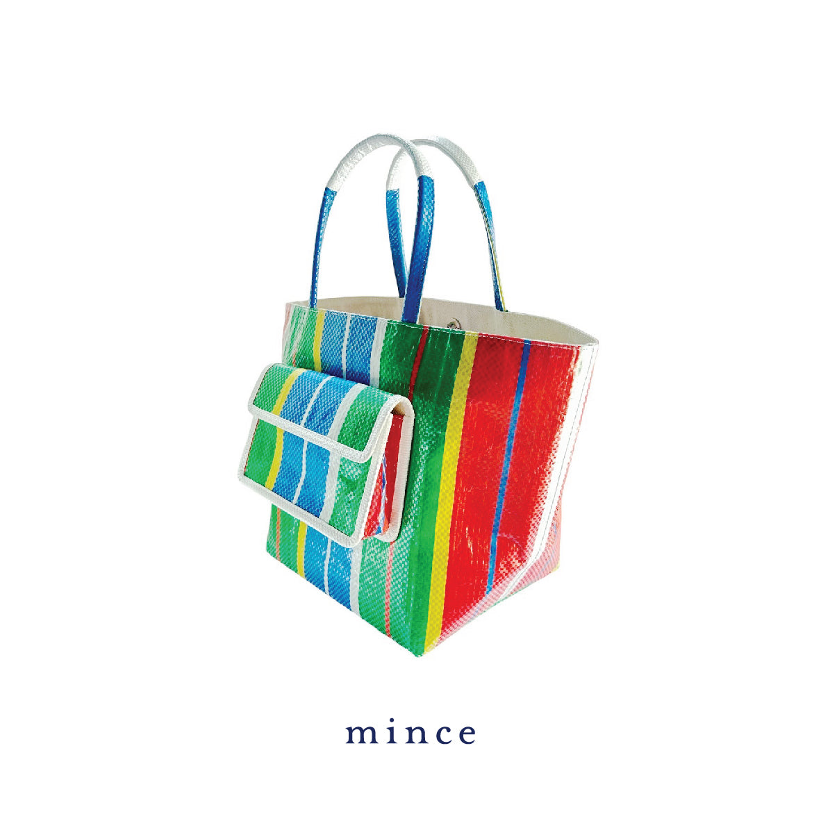 Basket Bag with Pocket Green/Blue/Red