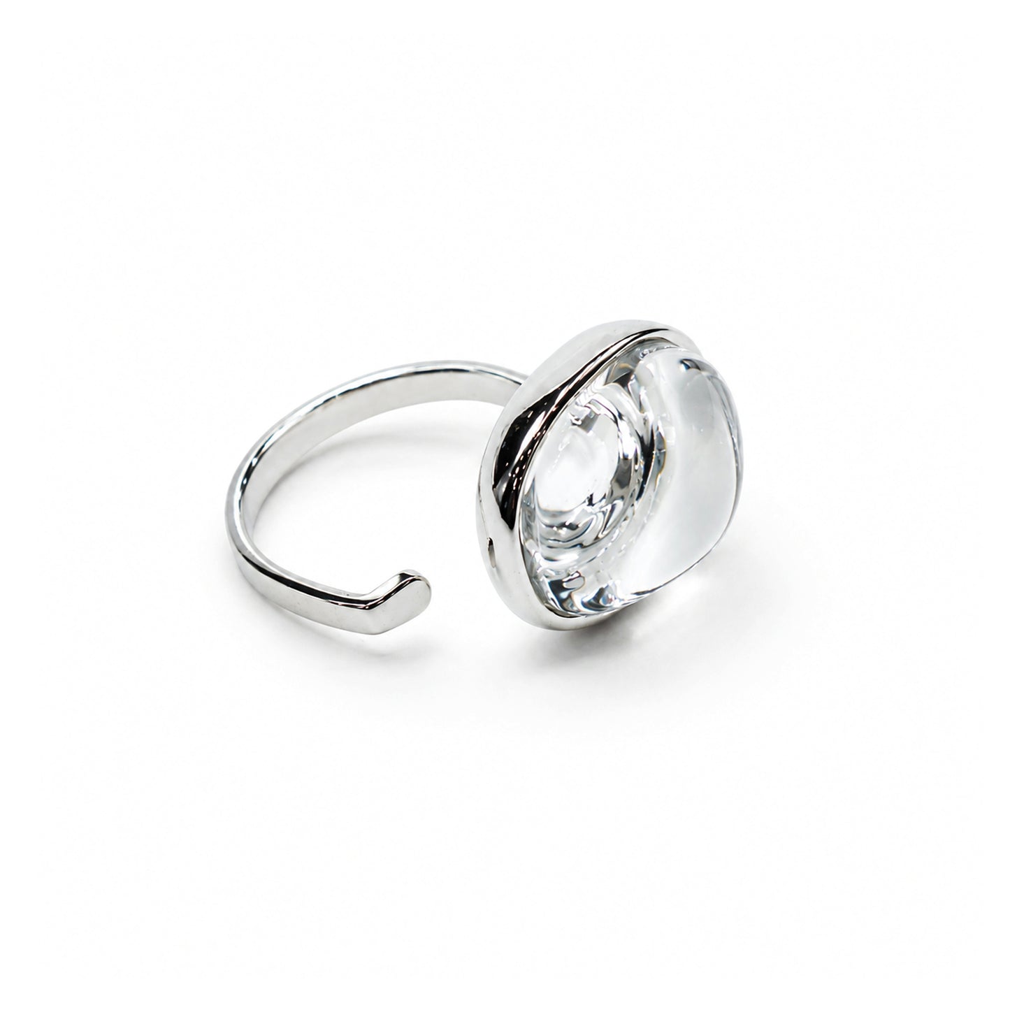 White Rhodium Plated Geoganic Ring