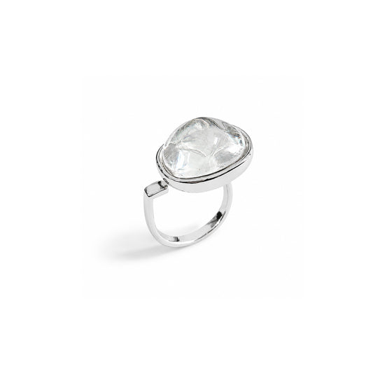 White Rhodium Plated Geoganic Ring