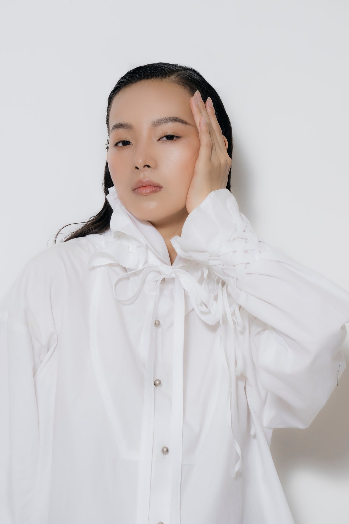 Smocked Cotton Detachable Collar
