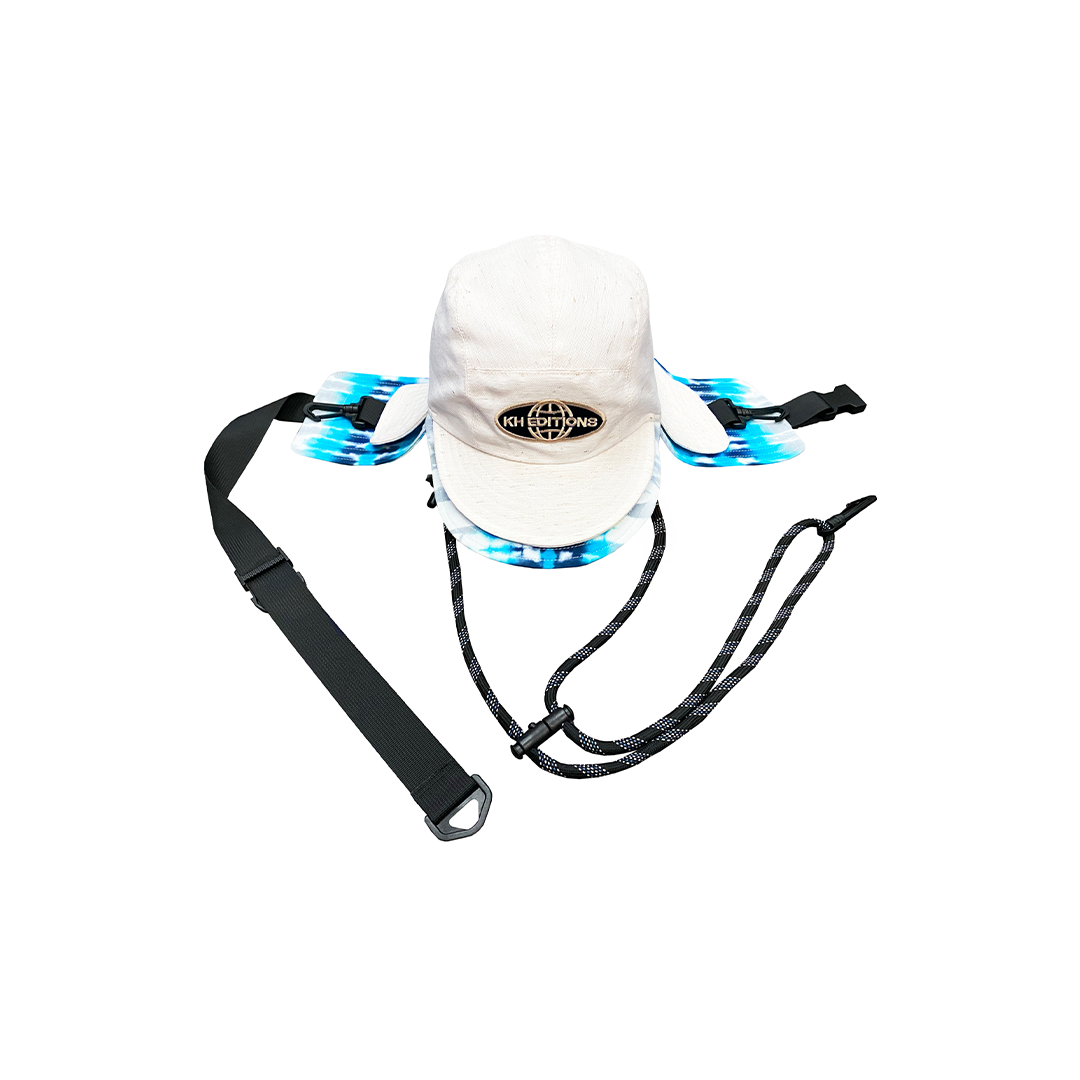 RECYCLED & TIE DYE GRAPHIC EMBROIDERED EAR FLAP BUCKET HAT