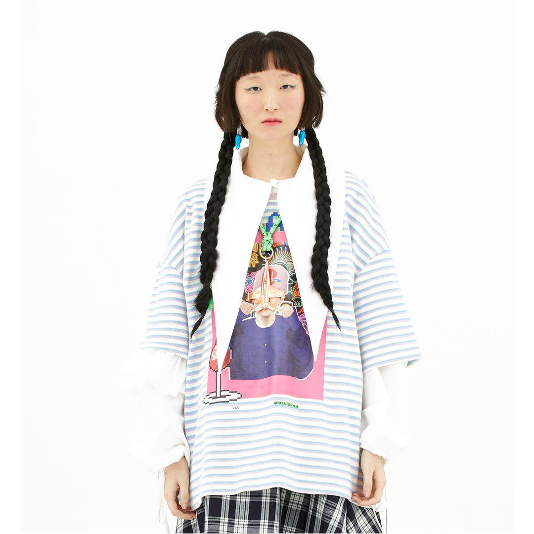 GAME TSHIRT WHITE/VIOLET/LIGHT BLUE