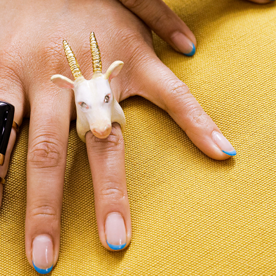 CERAMIC GOAT RING